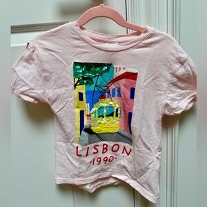 EUC Zara girls flippy sequin Lisbon Graphic Kids T-Shirt - Pink size 6
